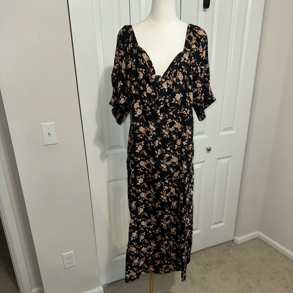 Maurices Black and Cream Floral Maxi Dress